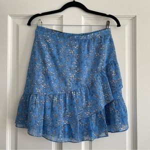 NWT Banana Republic Ruffle Fit-and-Flare Skirt in Blue Floral Print